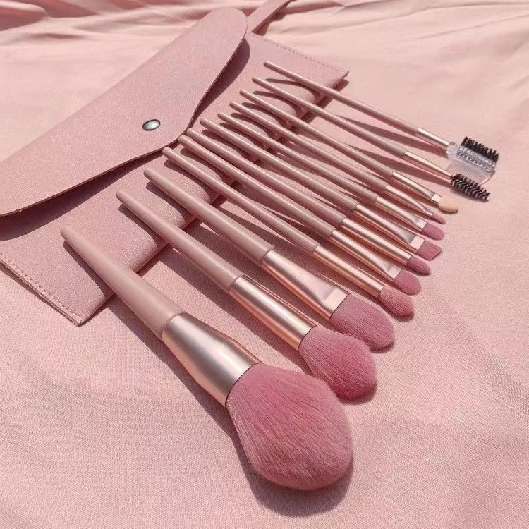 pink makeup brush set