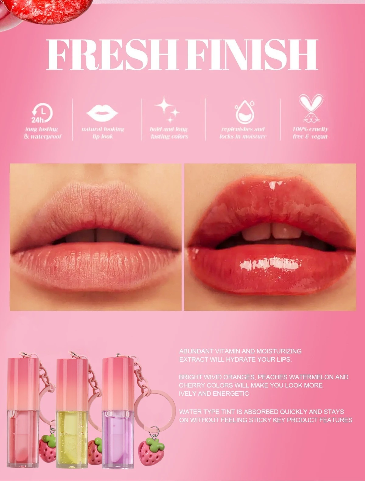 Strawberry lip oil keychain bulk order