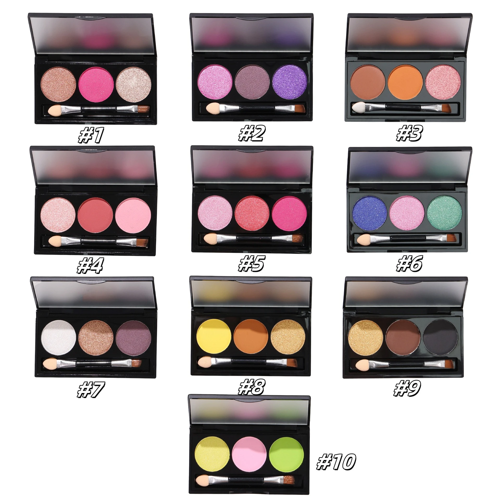 Wholesale Private Label Custom logo 3-Color Waterproof Shimmer & Matte Eyeshadow Palette
